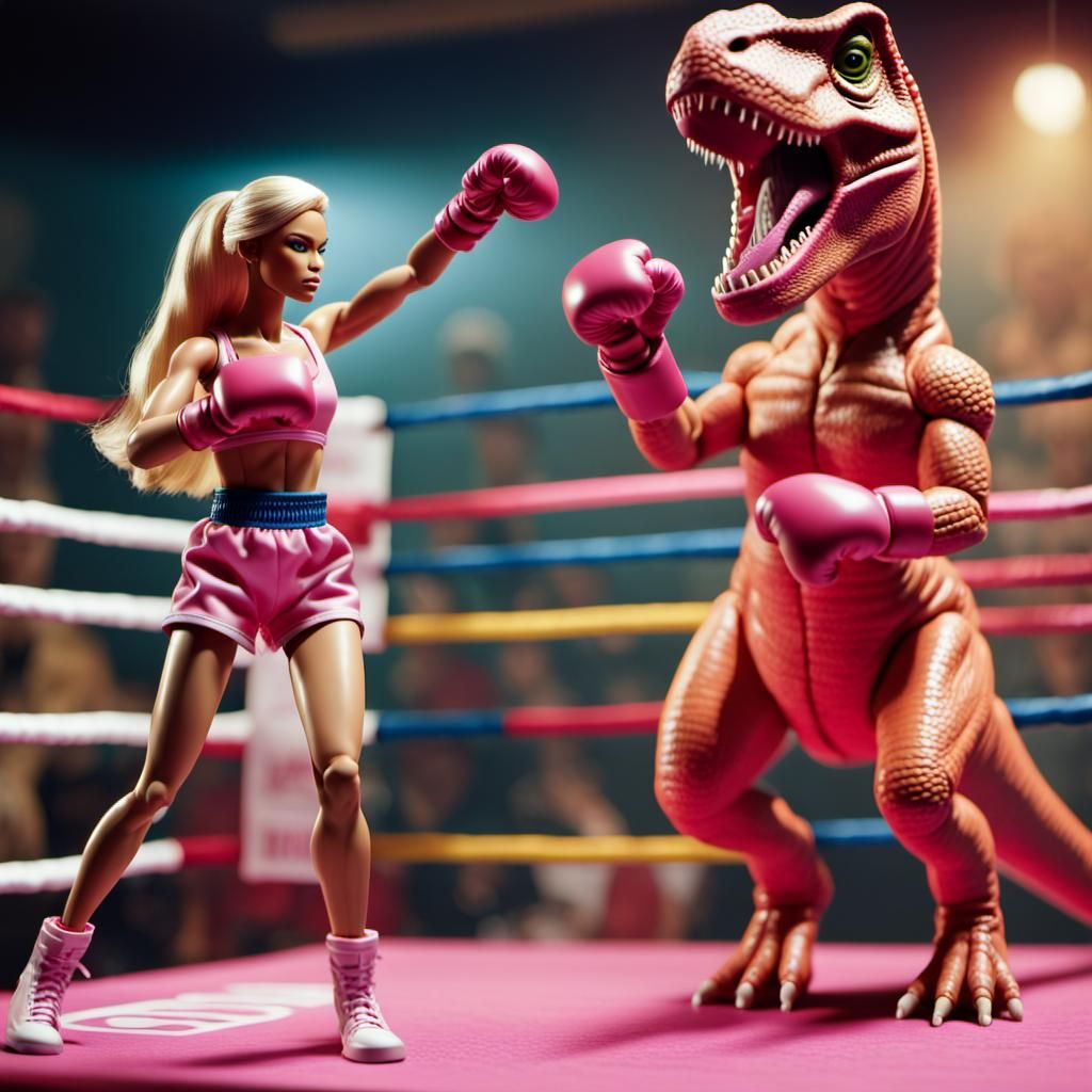 Barbie vs T-rex