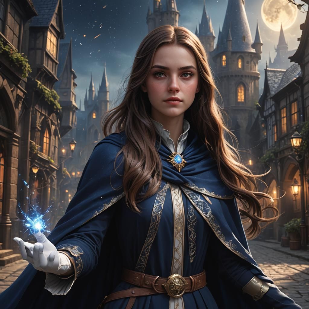 Teenage Wizard with Sparkling Cape, Fantasy Art