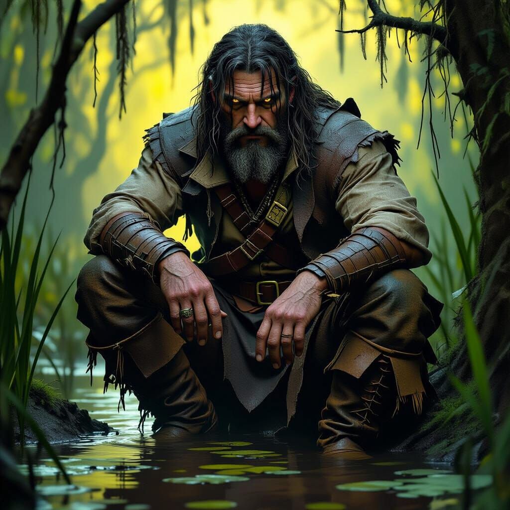 Swamp Guide in Dark Fantasy Style, 8k Resolution