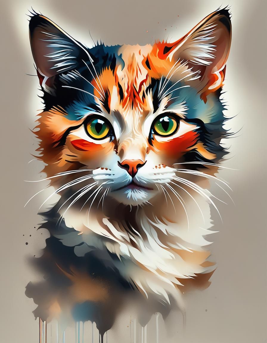 Dreamlike Kitten Portrait at Night