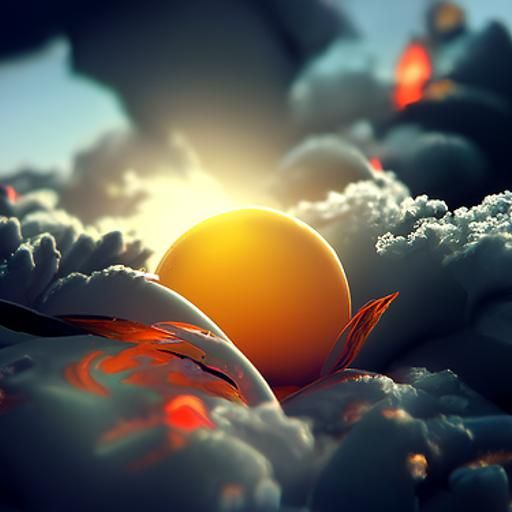 Anime Sun Radiates Light in Hyperrealistic Digital Art