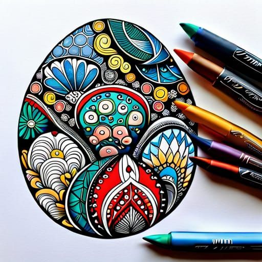 Intricate Pysanky Eggs in Basket Coloring Page