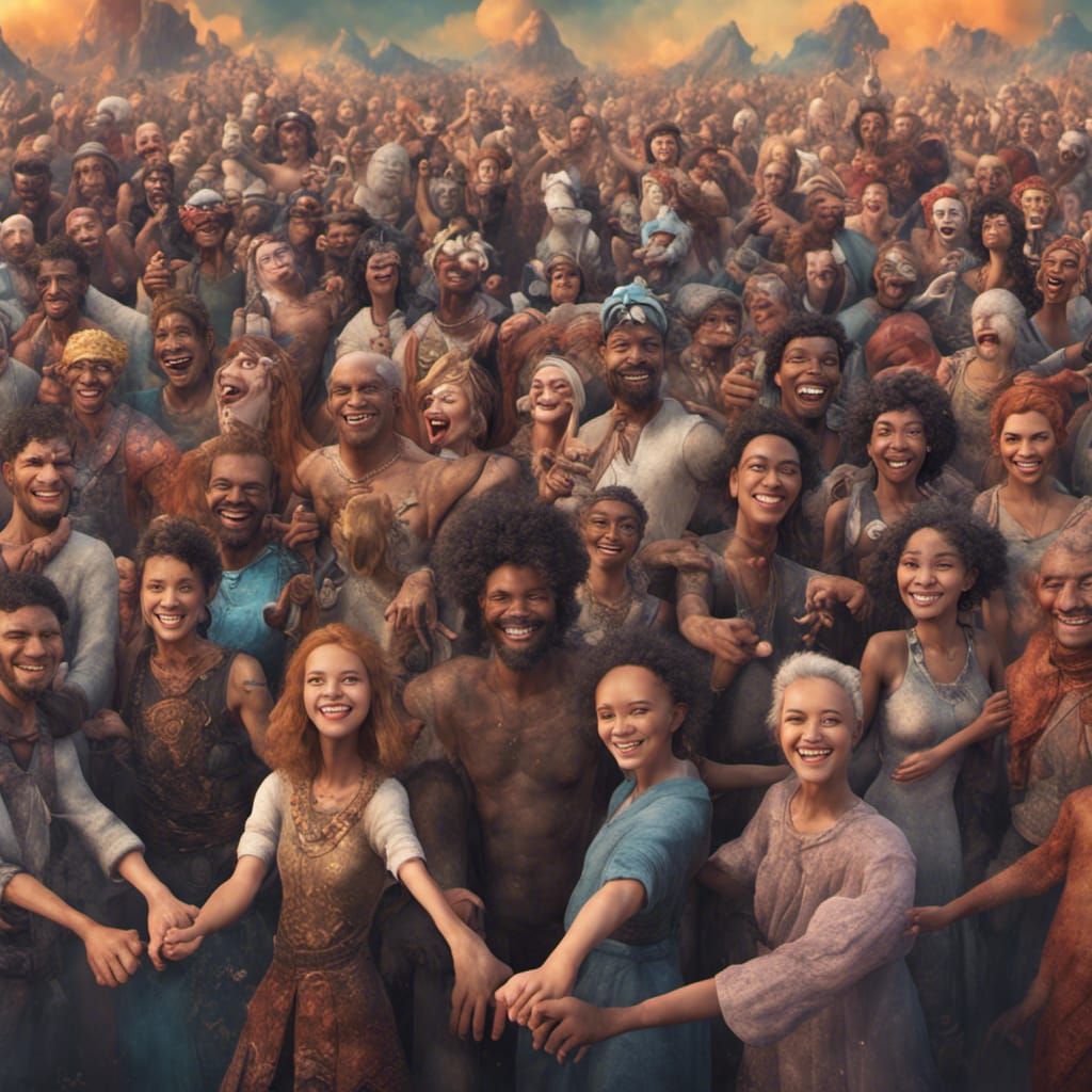 People Holding Hands: A Colorful Fantasy Concept