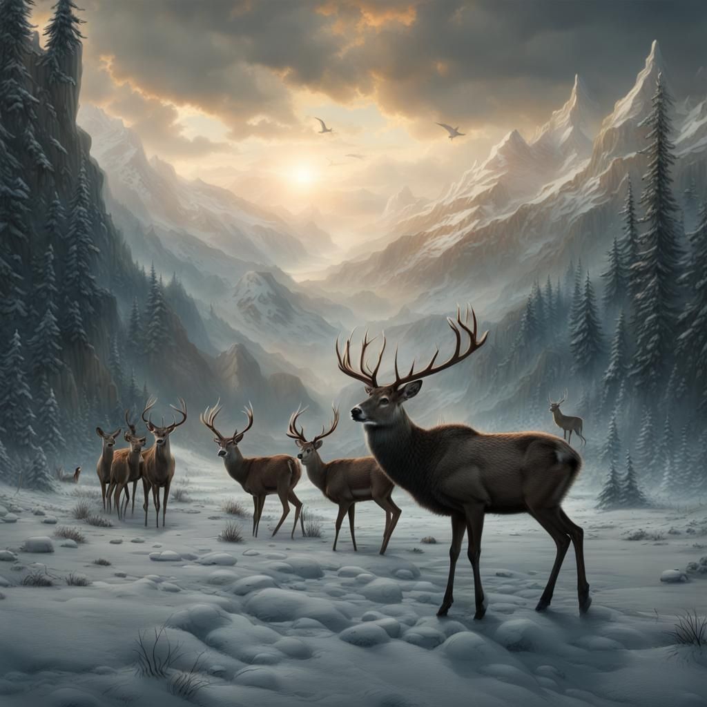 Deer Hunting Humans: An Epic Digital Painting
