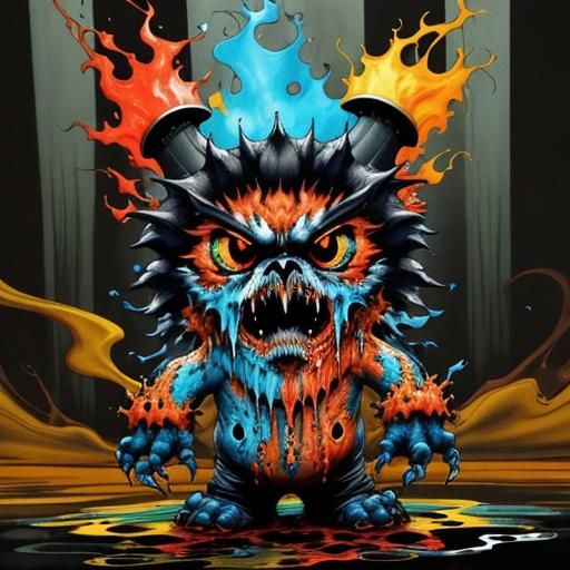Terrifying Shadow Monster in Liquid Ink Style