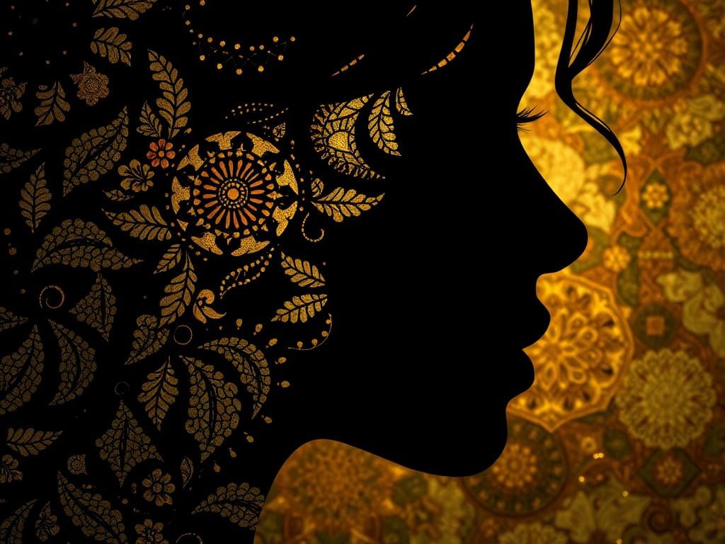 Gilded Abstract Portrait of a Woman in Dreamlike Style