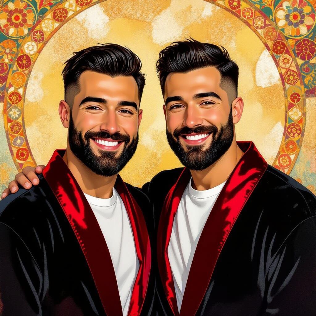 Bearded Men in Velvet Robes, Impressionist Portrait