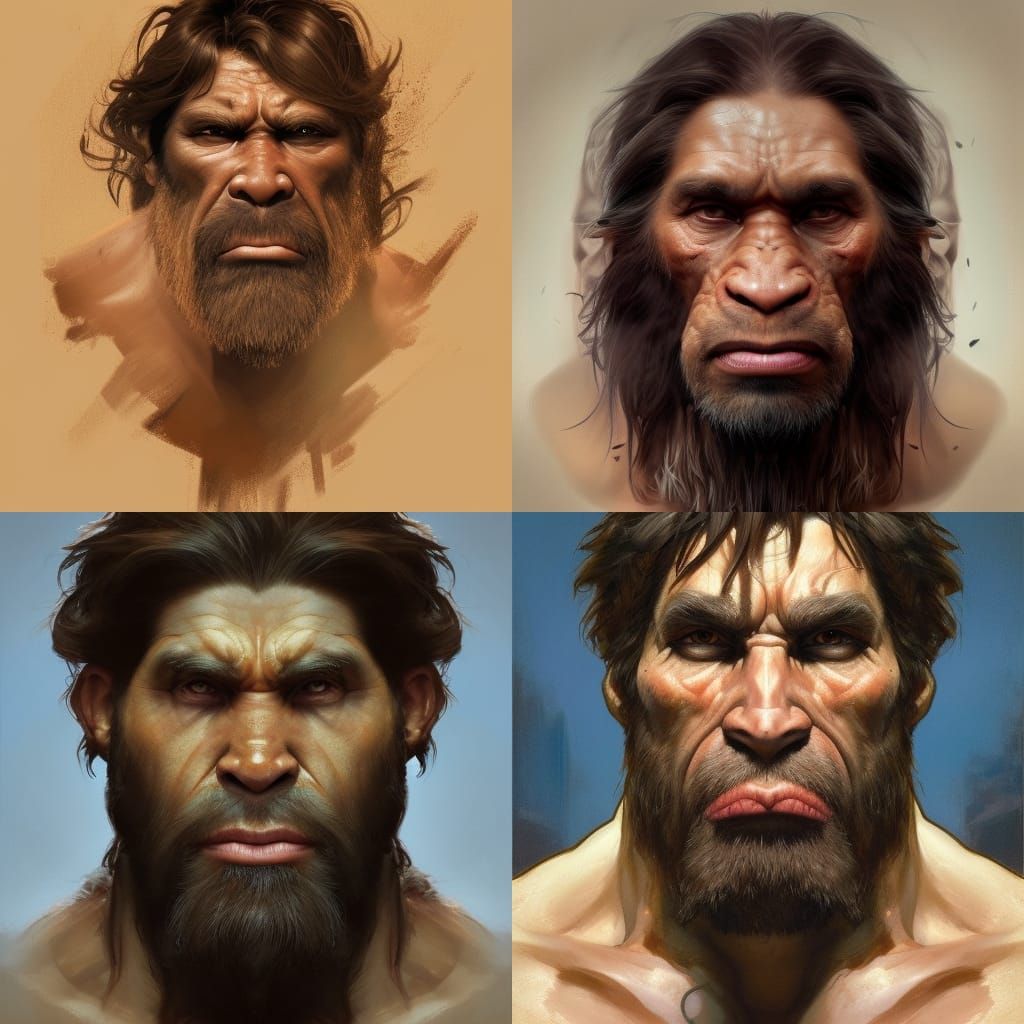 Detailed Portrait of Neanderthal Man