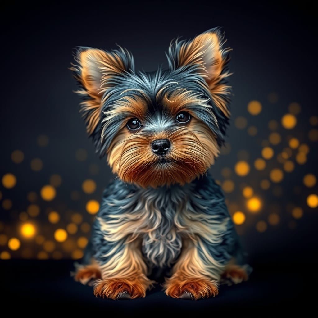 Elegant Blue Yorkie Terrier in Golden Era Art