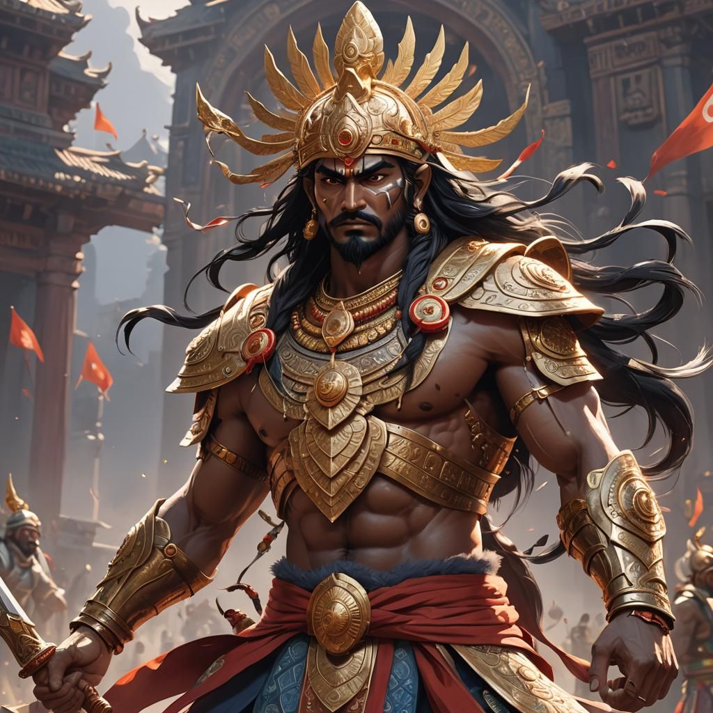 Godly Hindu Warrior in Detailed 3D Anime Art