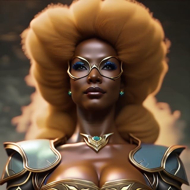 Afro Goddess with Cloud Hair in Art Nouveau Style