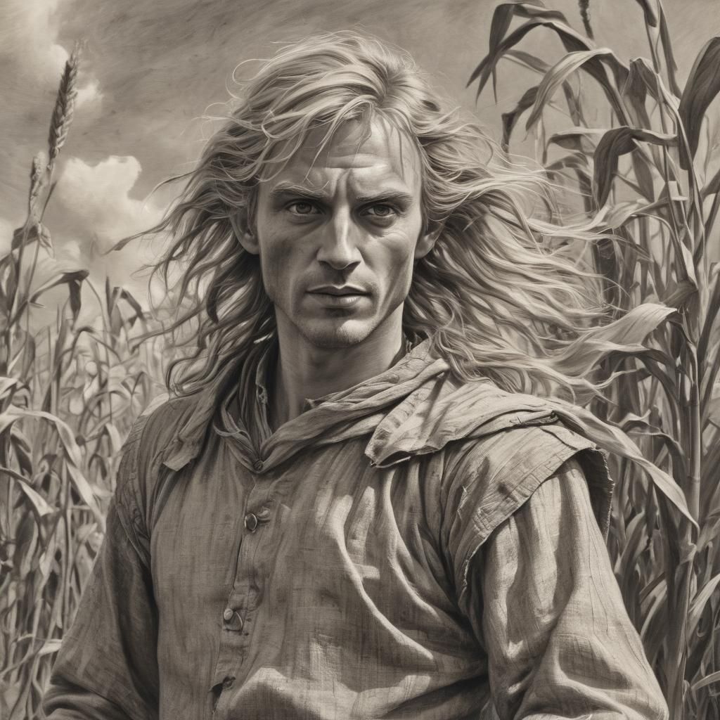 Ethereal Medieval Elf in Charcoal Portrait