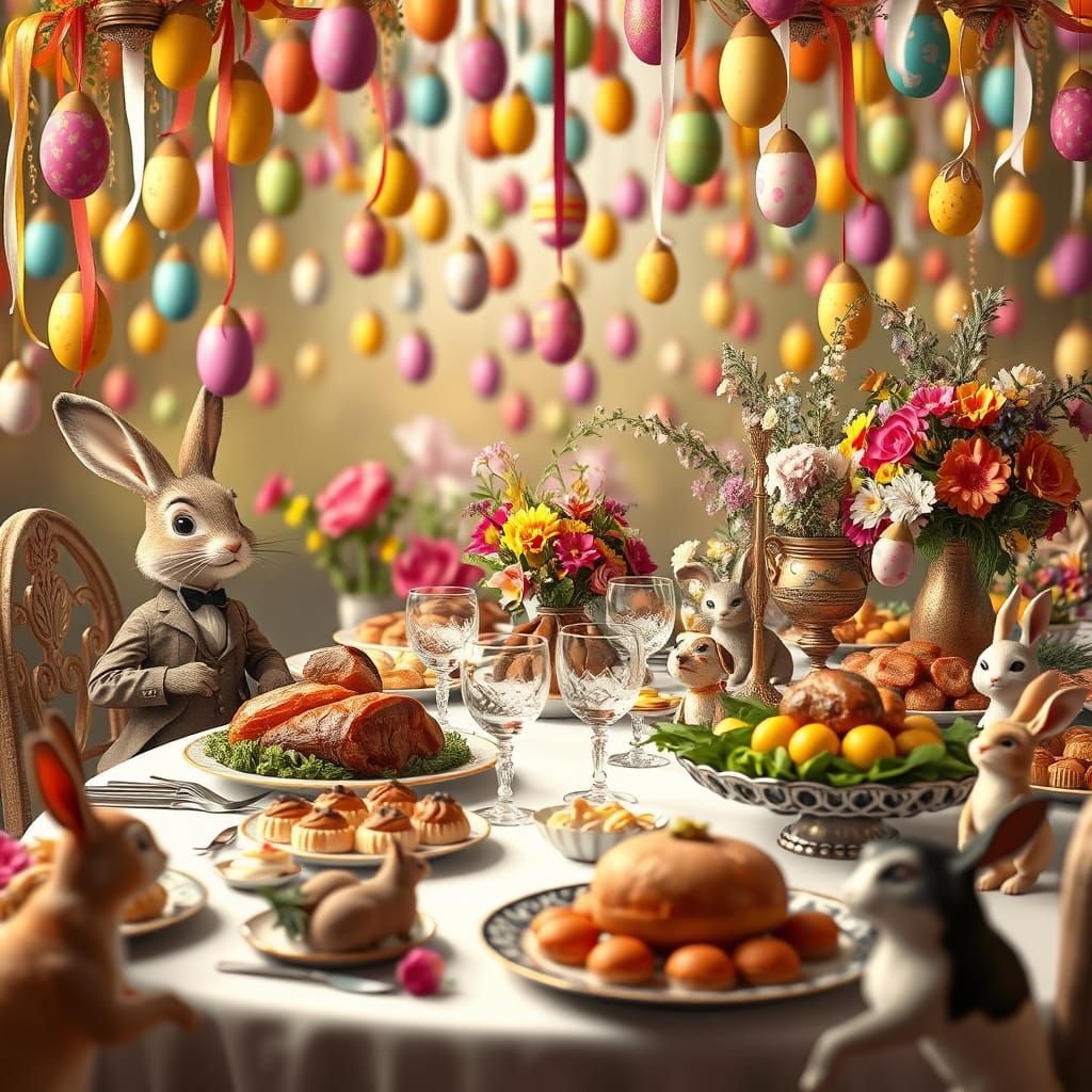 Whimsical Easter Celebration in Vibrant Colors and Textures
