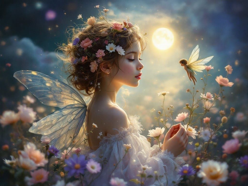 Ethereal Fairy Girl in Oil Painting