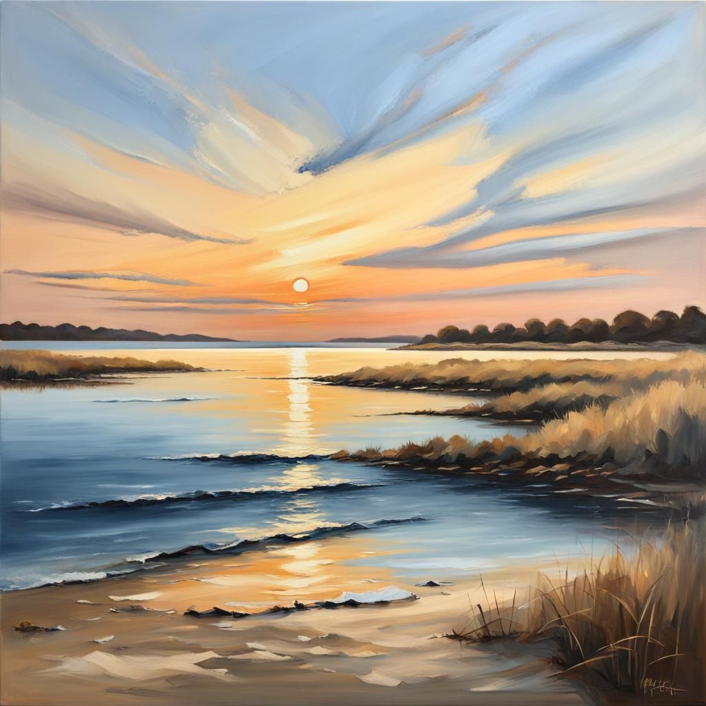 Hampton Bays Sunset Landscape Painting
