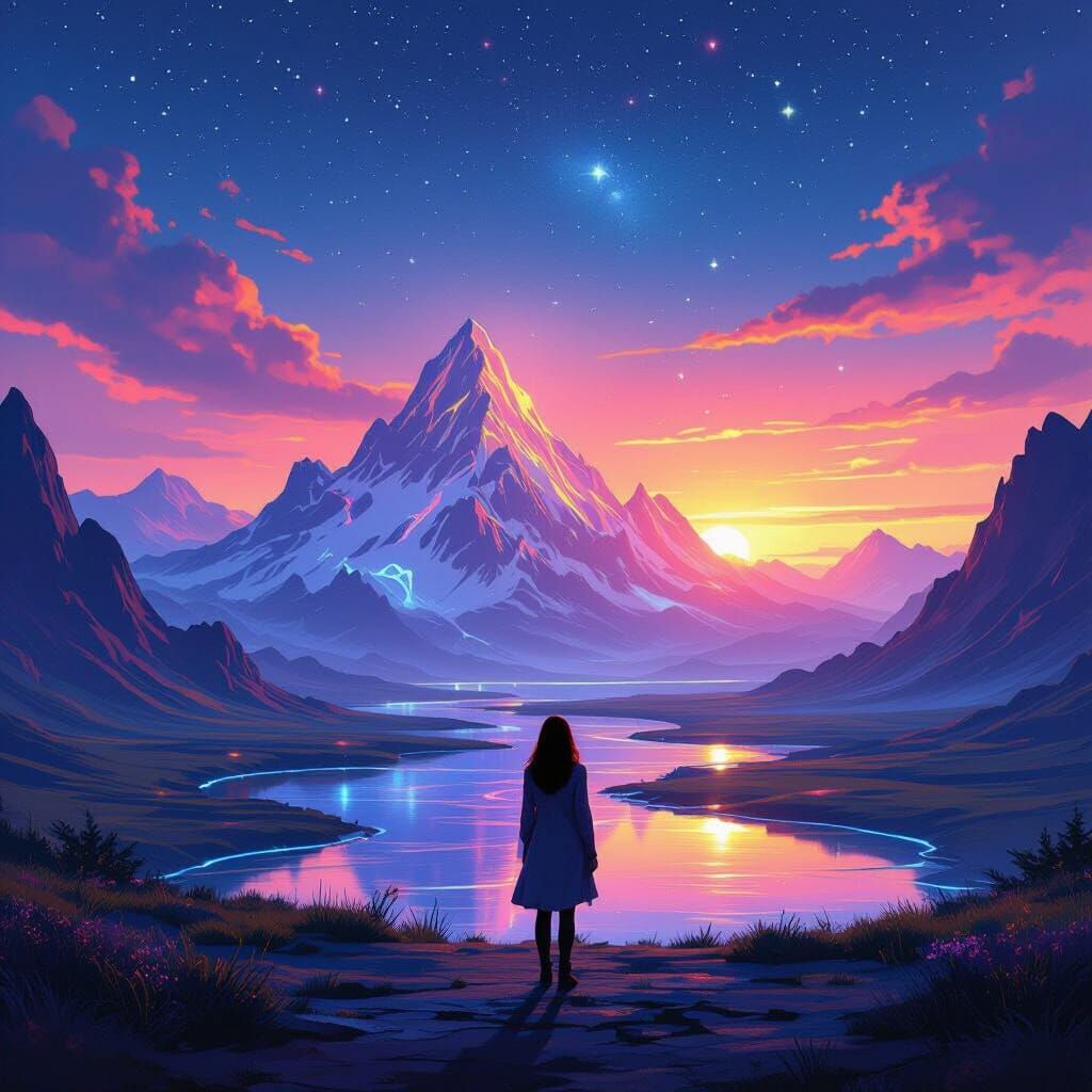 Airbrushed Fantasy Landscape Mural in Syd Mead Style