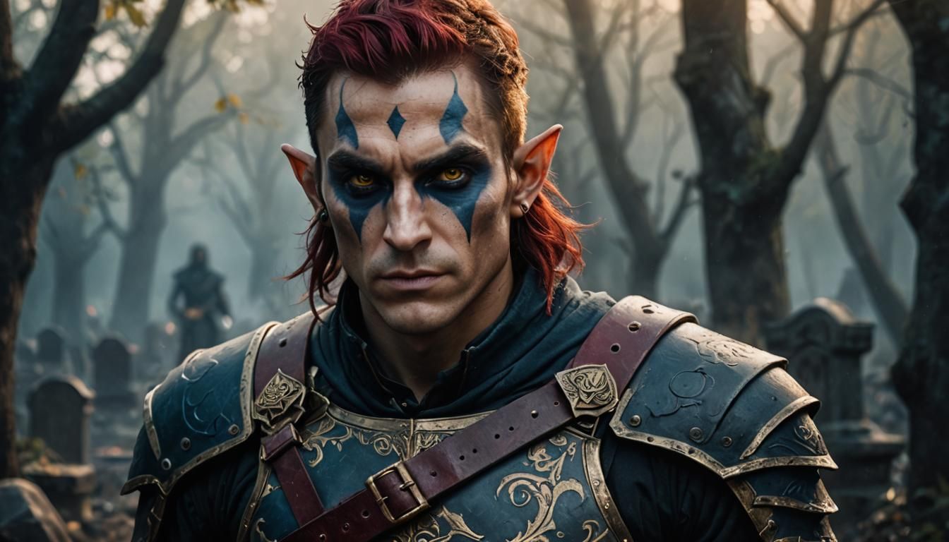 Eerie Elf Rogue Portrait in Hyperrealism Style