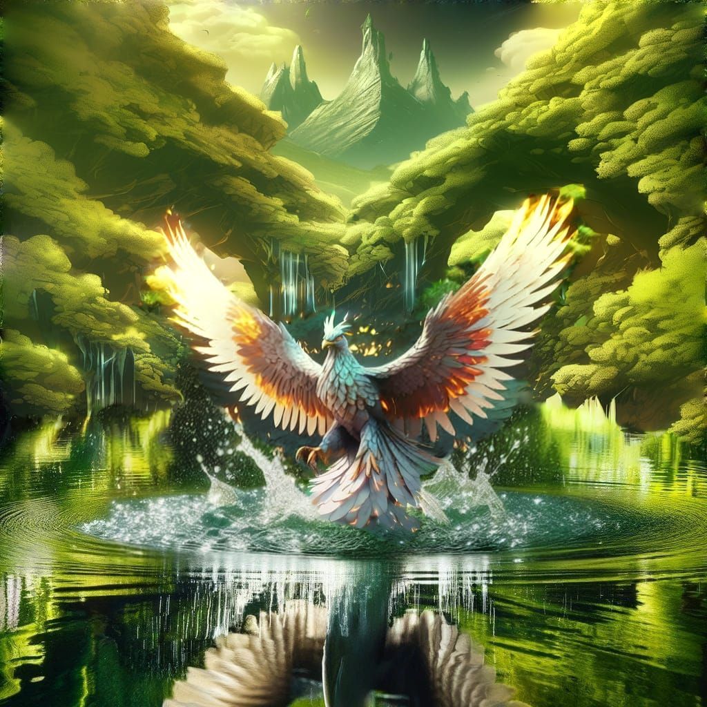 Lone Figure Gazes at Misty Mountains in Fantasy Landscape