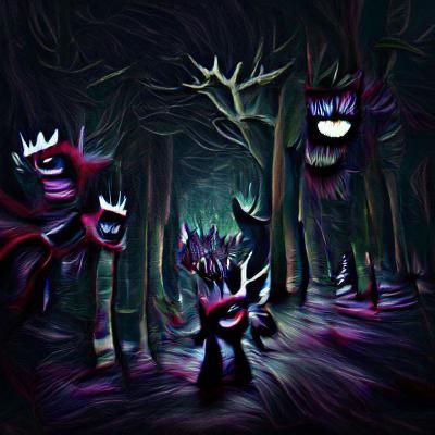 Eerie Night Forest: A Dark Nightmare Scene