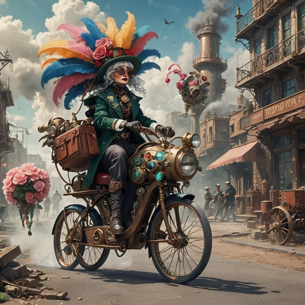 Steampunk Retrofuturism Close-Up of an Elderly Woman