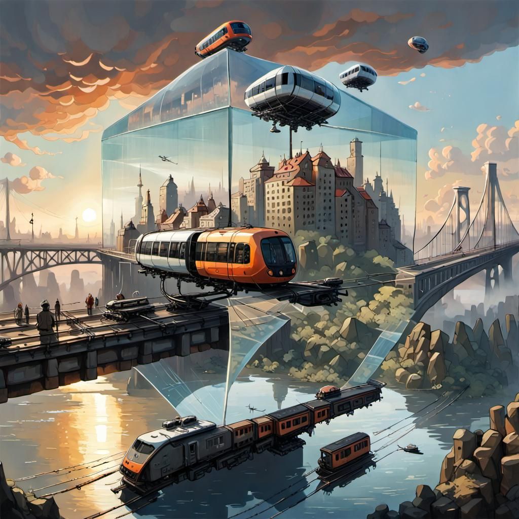 Futuristic City Encased in Glass Cube