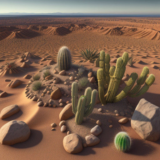 Surreal Desert Oasis in Hyper-Realistic 3D Art