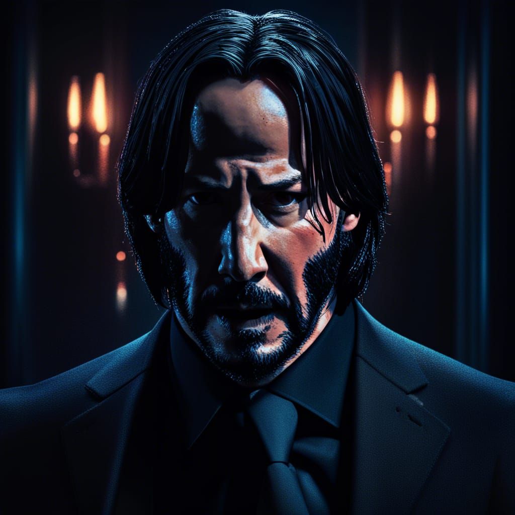 Hyperrealistic Portrait of John Wick in Sharp Focus