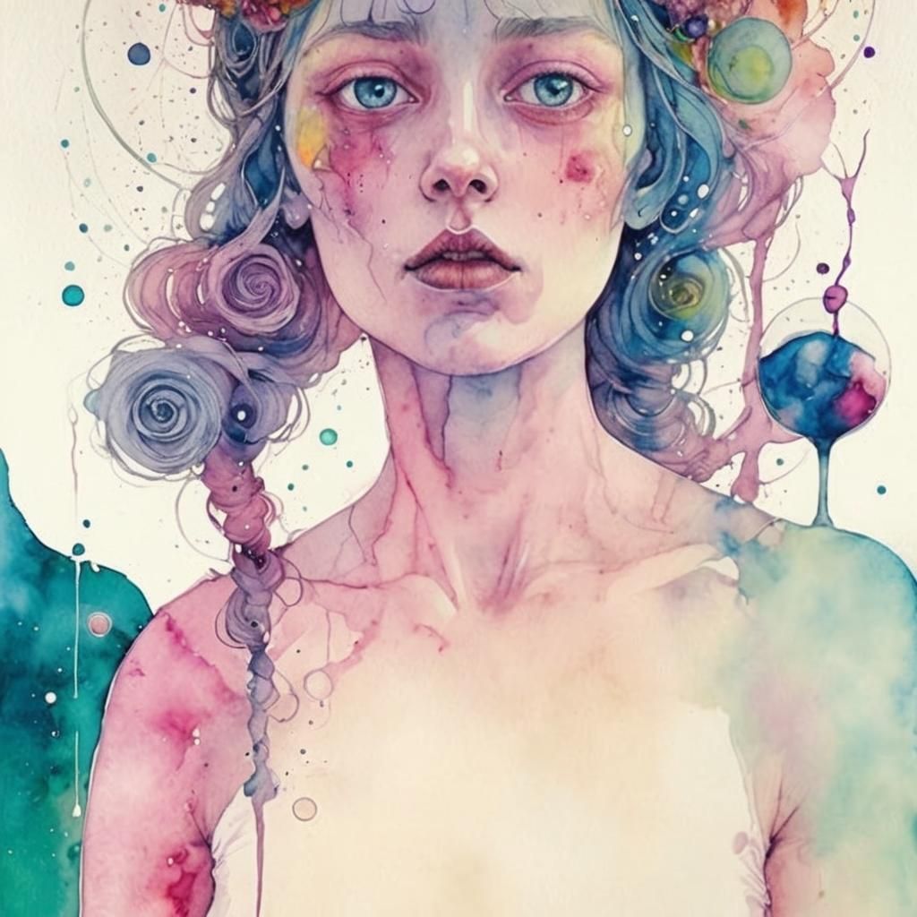 Hyperdetailed Magical Being in Alcohol Ink Style