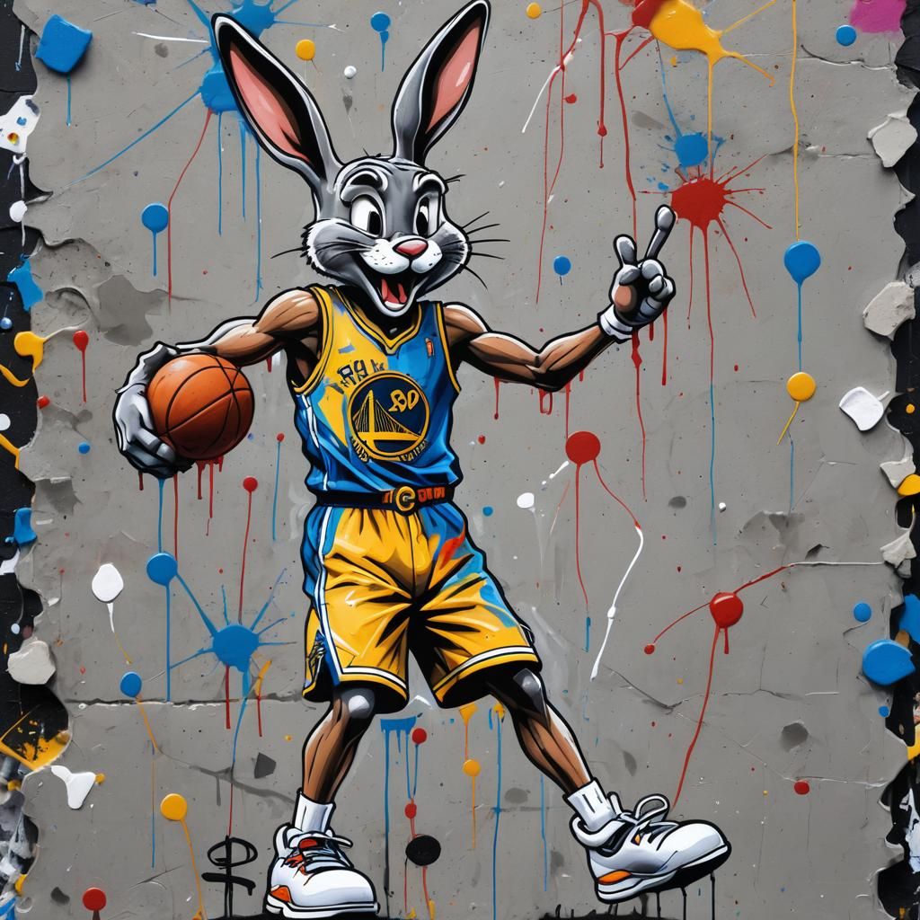 Steph Curry as Bugs Bunny in Graffiti Art