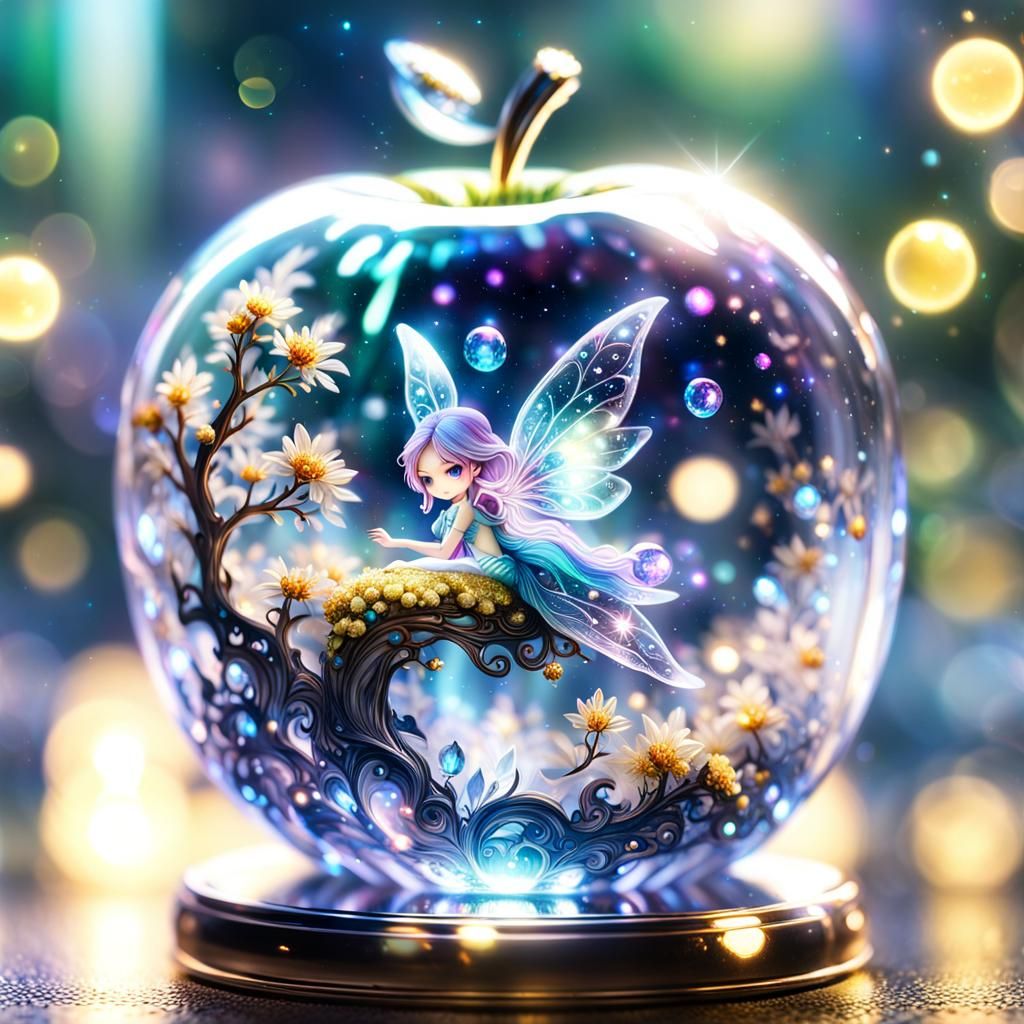 Fairy in a glass apple