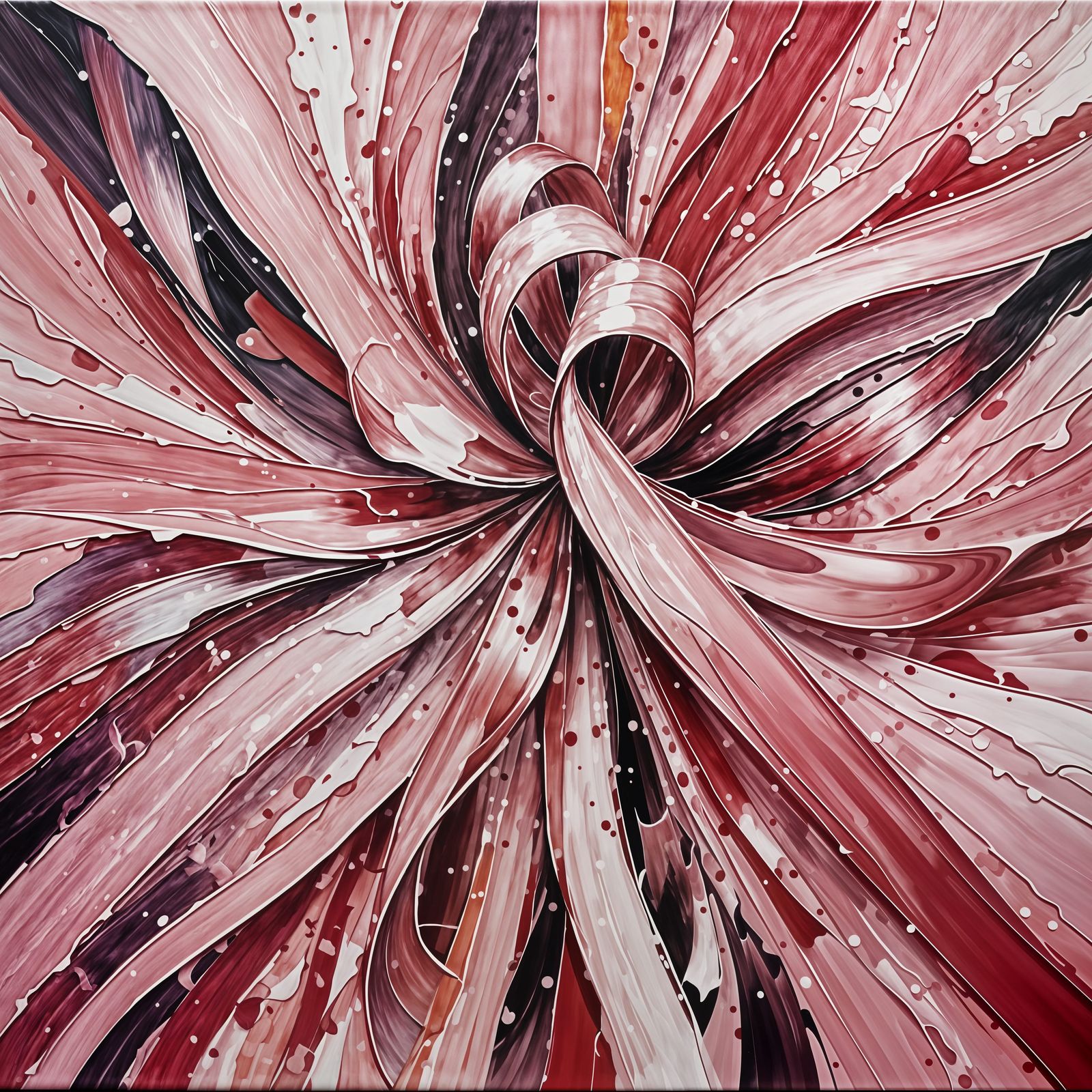Abstract Impressionistic Painting of Breast Cancer Awareness...