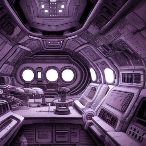 Dramatic Spaceship Interior in Digital Matte Painting Style