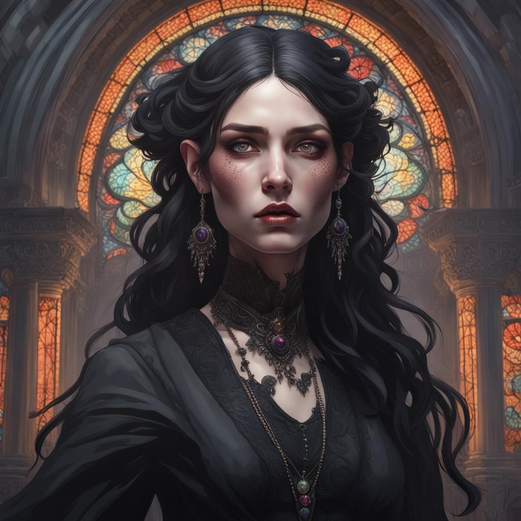 Gothic Portrait in Hyperdetailed Artgerm Style