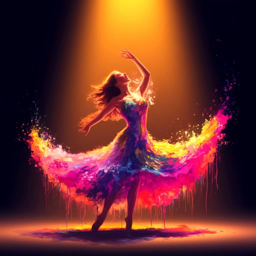 Vibrant Dancer Radiates Joy in Whirling Dance