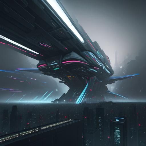 Dynamic Futuristic Cityscape with Neon Glow