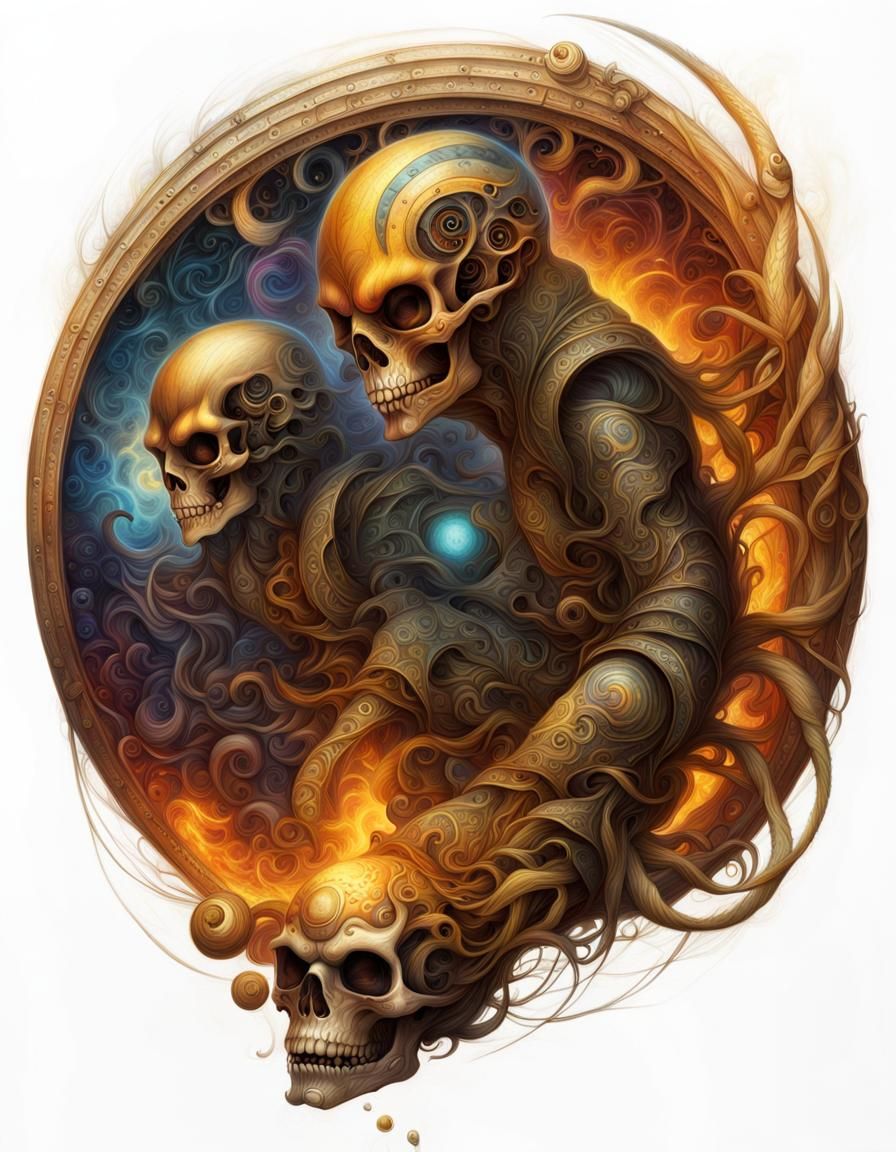 Psychedelic Ghost Rider Galaxy Art in Fractal Style