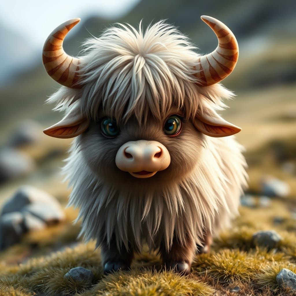 Fluffy chubby chibi Highland yak