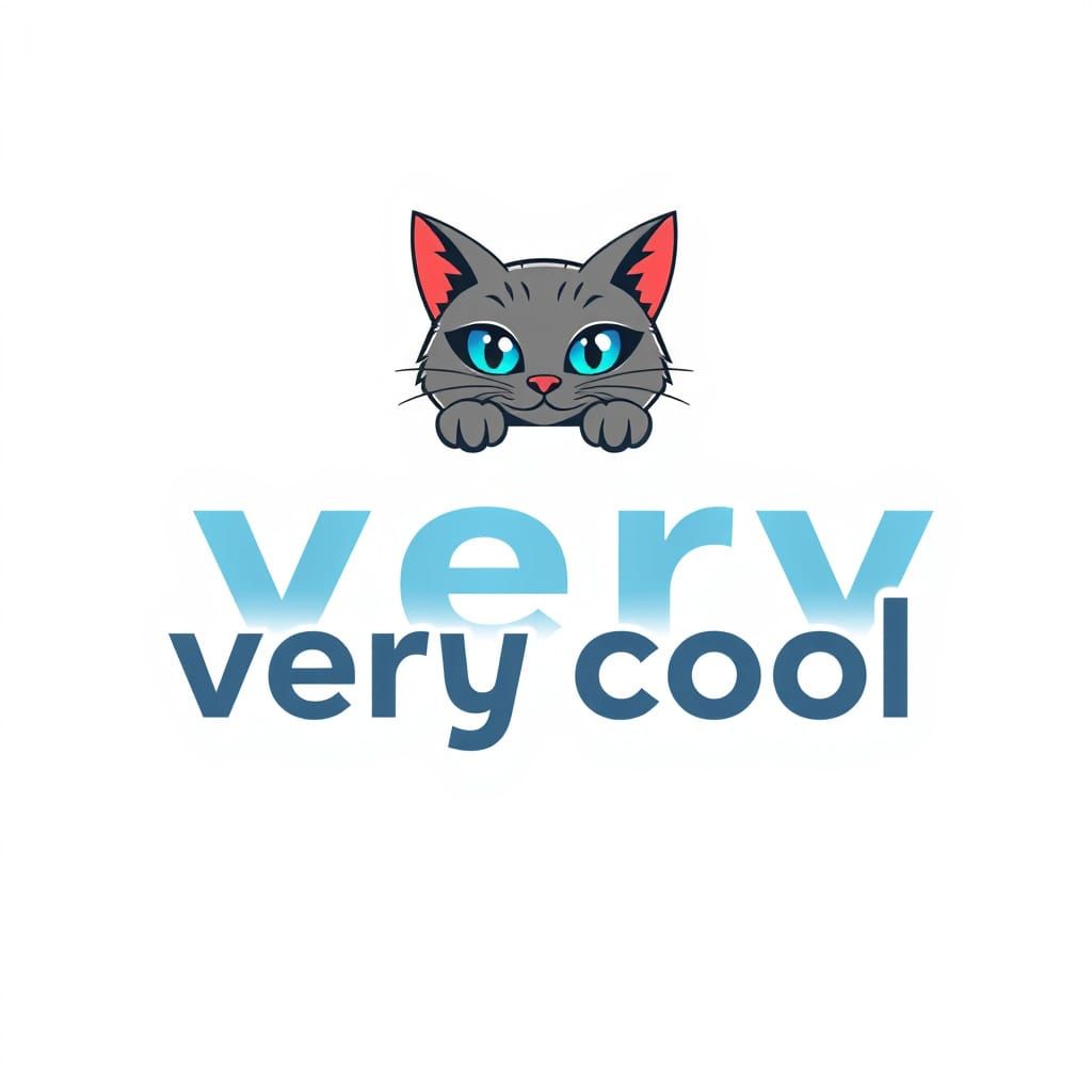 Minimalist Logo with Ice Blue Cat in Modernist Style