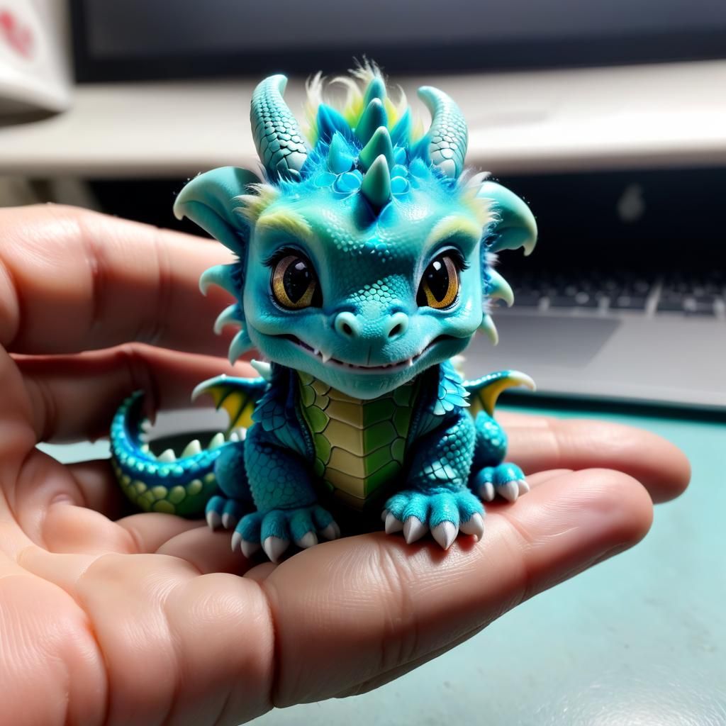 Fluffy Baby Dragon on Hand