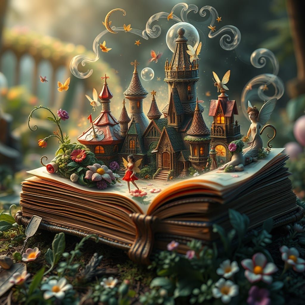 Whimsical Fairy Town Emerges from Vintage Storybook