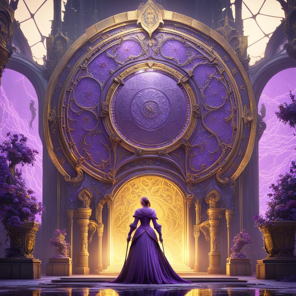 Dark Fantasy Masterpiece in Purple and Yellow