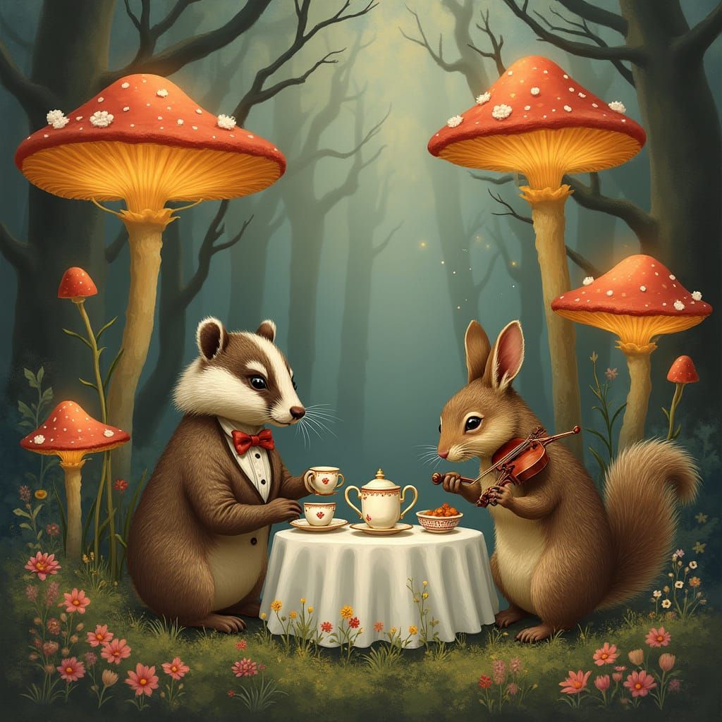 Elegant Whimsy in Enchanted Mushroom Realm