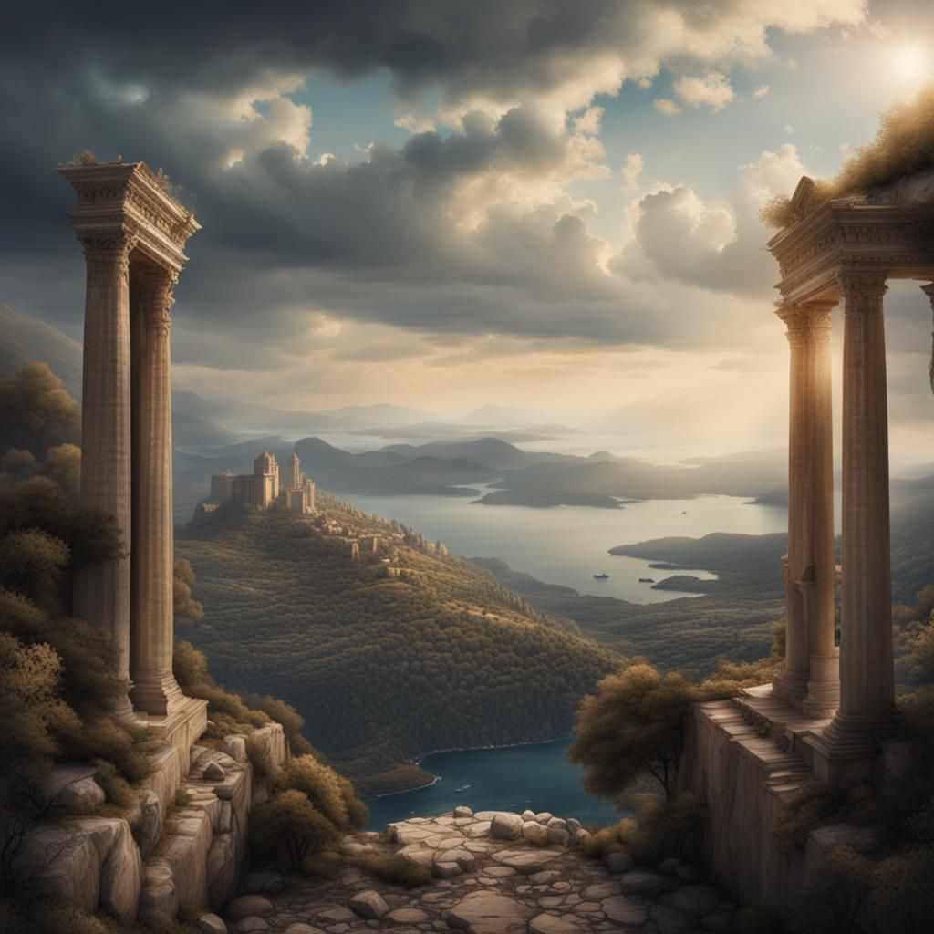Epic Grecian Landscape in Digital Matte Painting