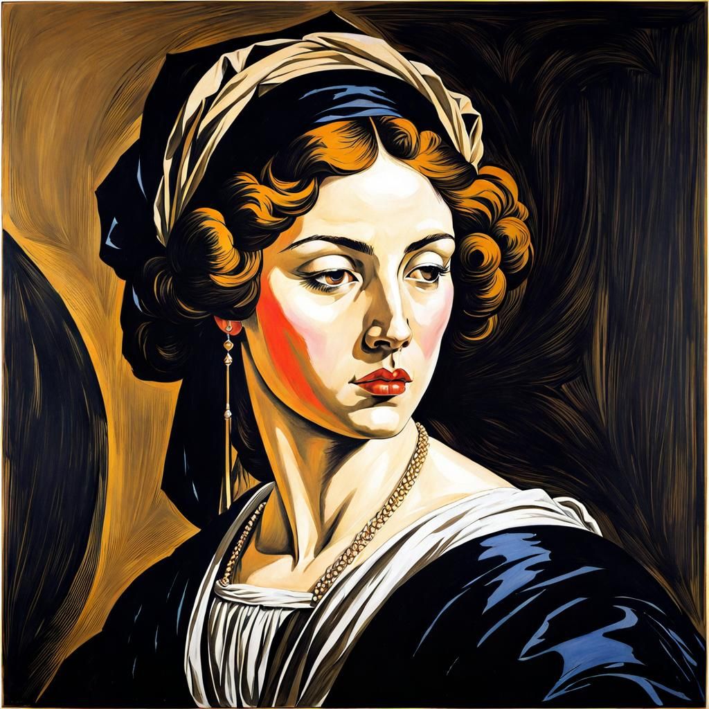 Gouache Ink Print Inspired by Renaissance Masters