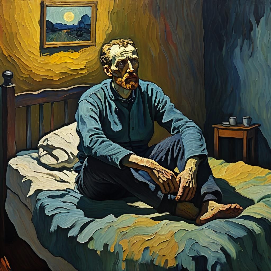 Ill Person in Expressionist Neo-Impressionism Style