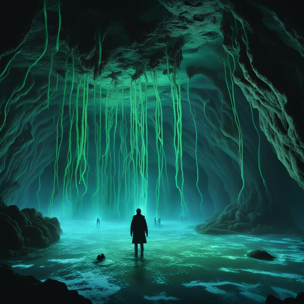 Eerie Dark Fantasy: Sick Person in Ocean Cave