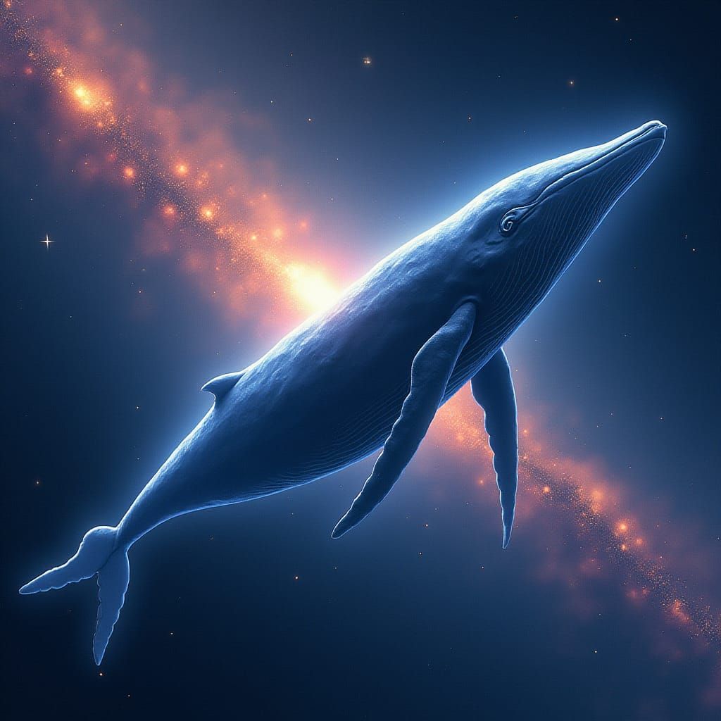 Ethereal Space Whale in Galaxy: Studio Trigger Anime Style