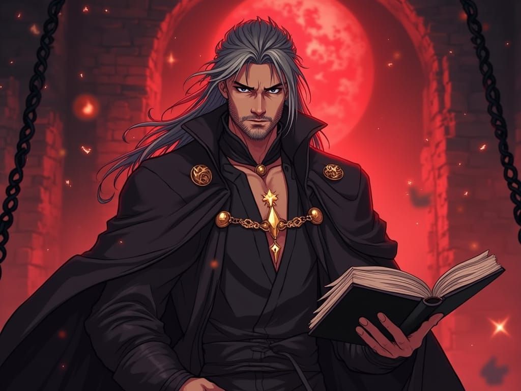 Anime Priest in Crimson Lit Dungeon