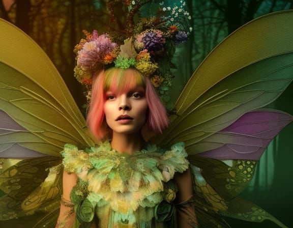 Rainbow Faerie in Enchanted Forest Portrait