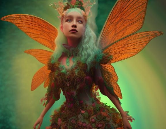 Rainbow Faerie Portrait in Enchanted Forest